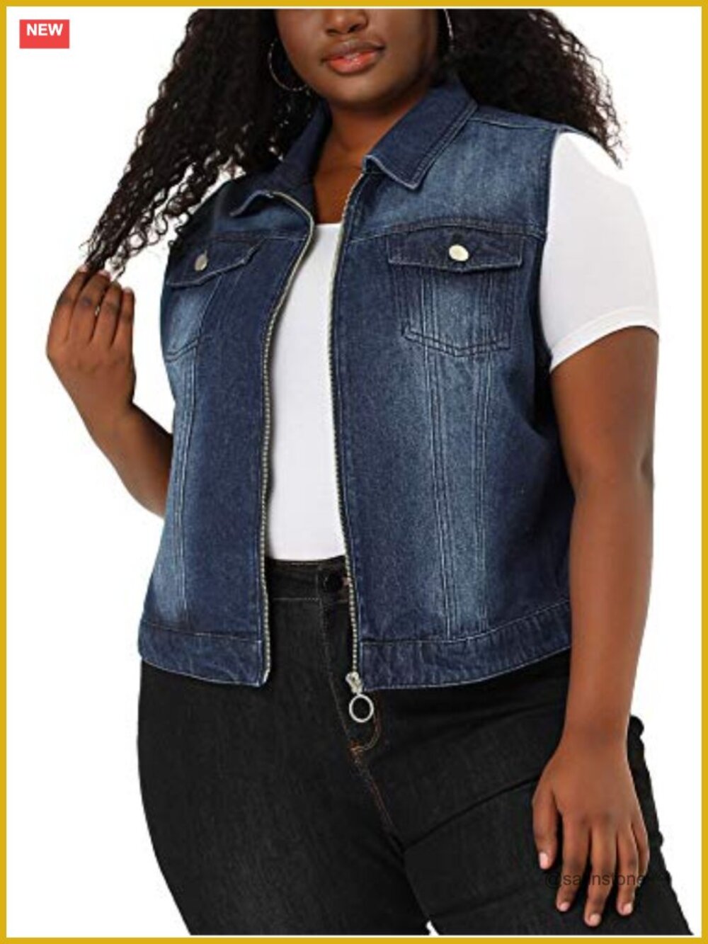 Plus Size Denim Vest Sleeveless Zip Up Button Down Waistcoat Jeans Jackets Vests